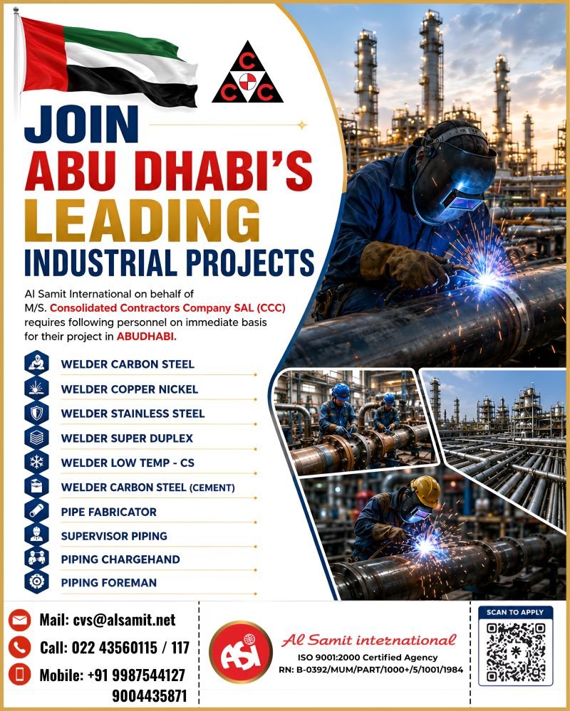 UAE Hiring – Hiring For Abu Dhabi’s leading industrial projects
