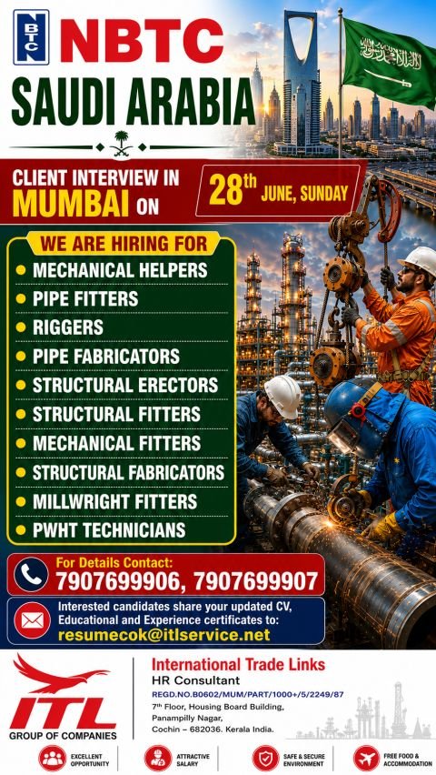 Urgent Hiring For Saudi Arabia – Oil & Gas Project 
