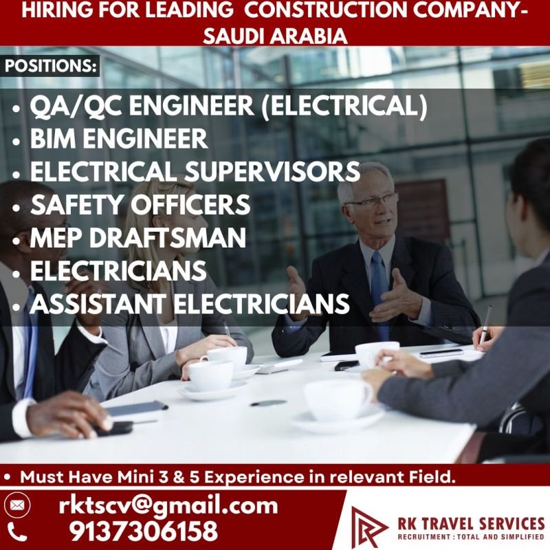 Saudi Arabia Leading Construction Company Jobs - Apply Now