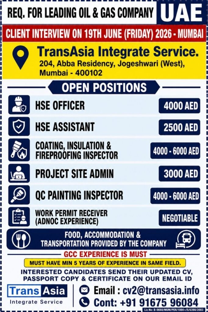 UAE Oil & Gas Jobs 2026 – Multiple Vacancies