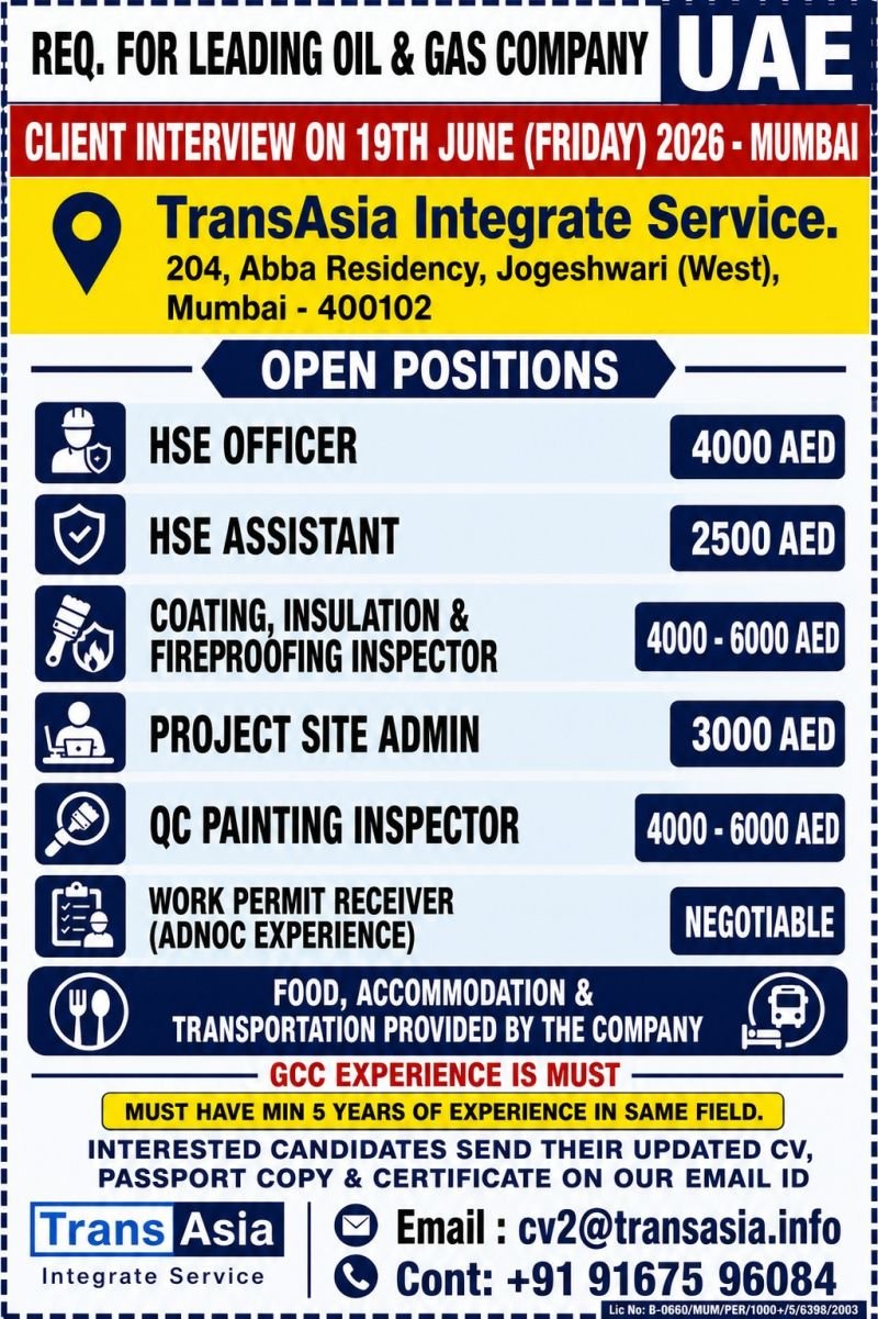UAE Oil & Gas Jobs 2026 – Multiple Vacancies