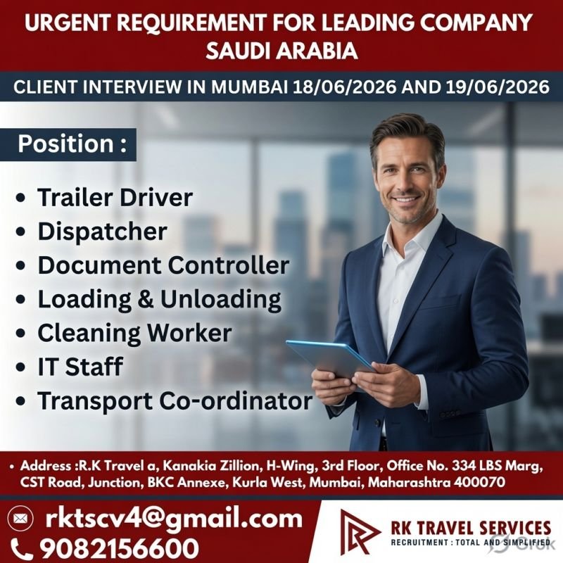 Hiring For Leading Company in Saudi Arabia
