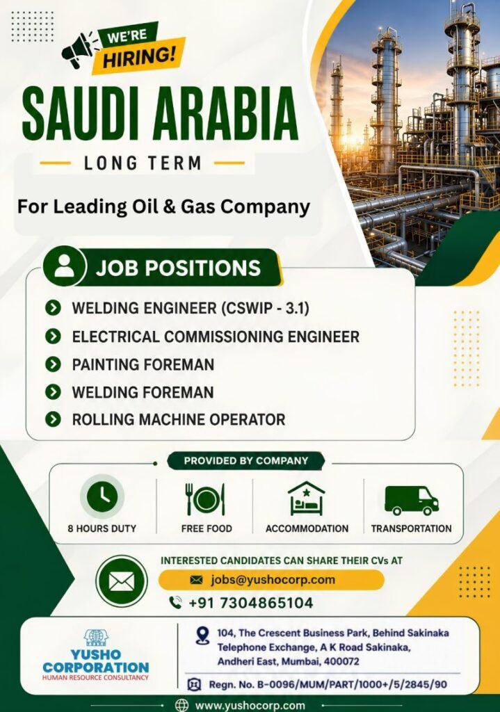 Hiring for Saudi Arabia – Long-Term Job Opportunity