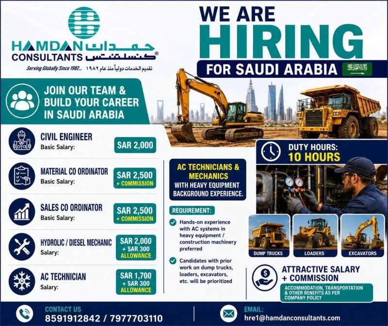 hiring for a Leading company in Saudi Arabia - Apply Now