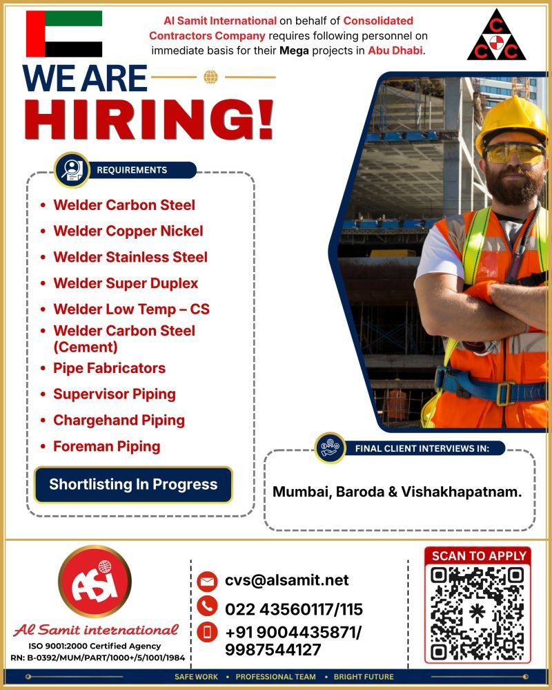 Urgent Hiring for Abu Dhabi | CCC Mega Projects 