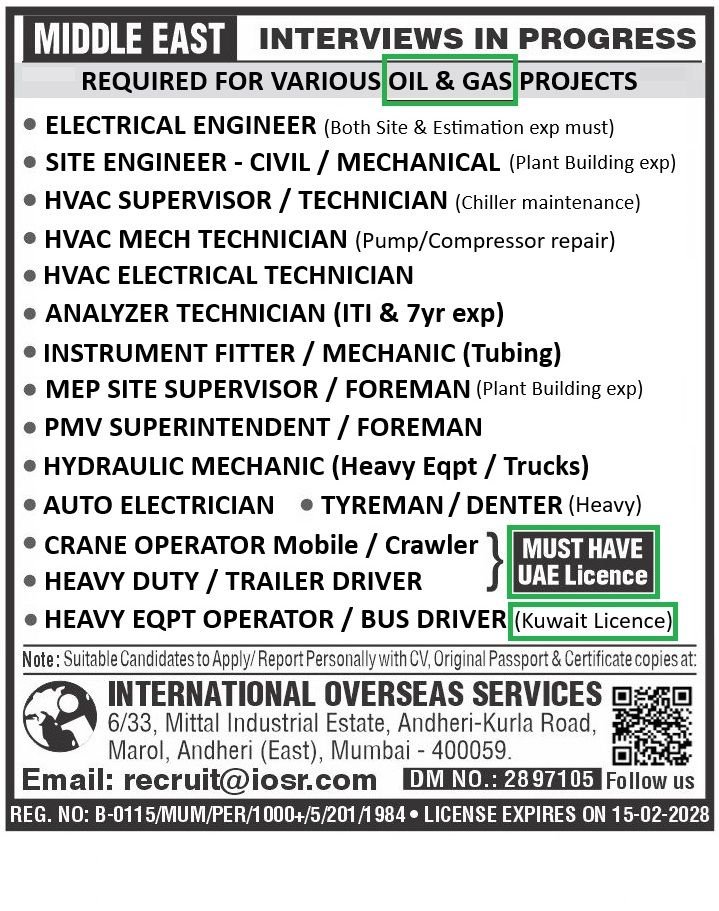 Job Vacancies in UAE / KUWAIT - Apply Now