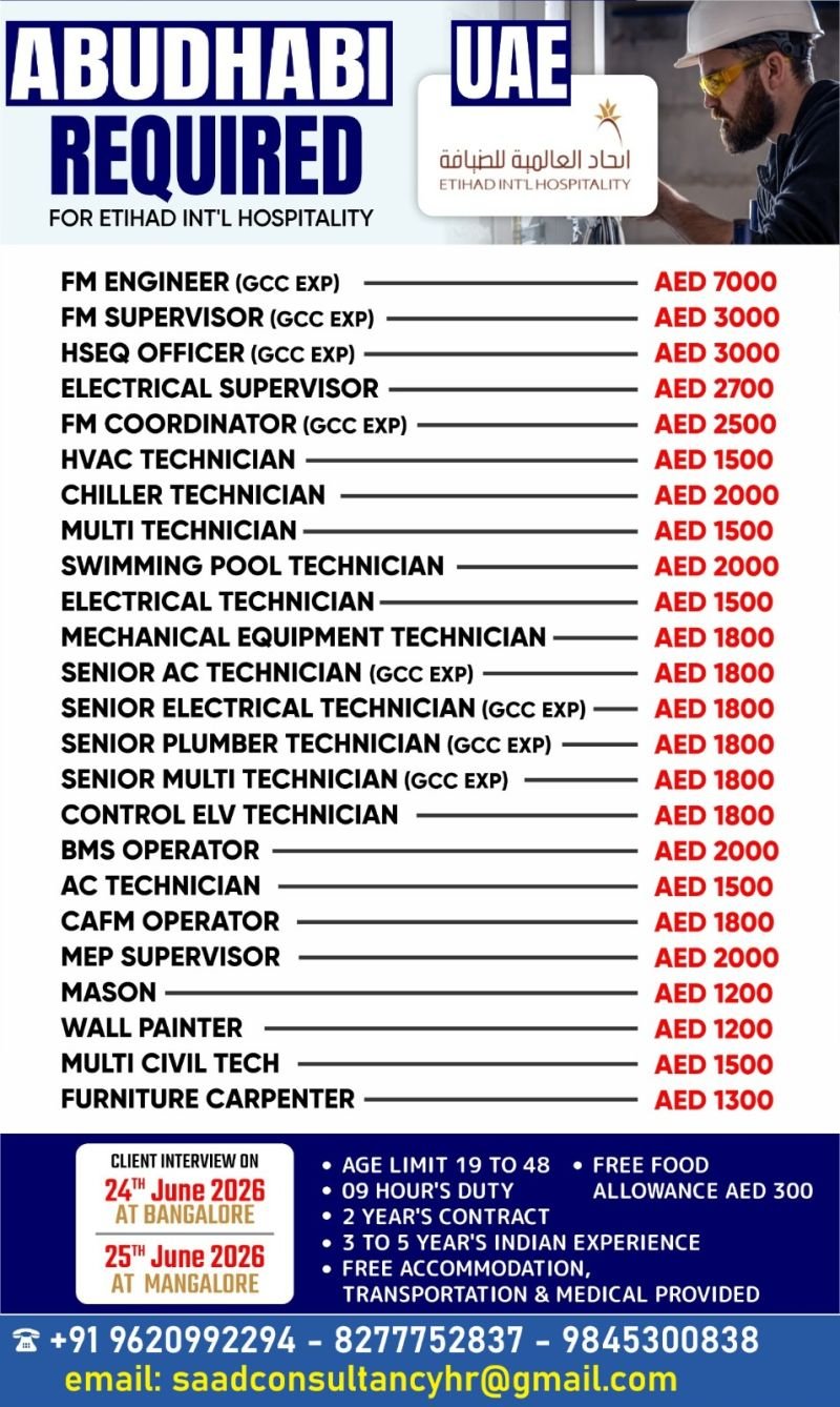 UAE Jobs 2026 – Etihad International Hospitality Recruitment 