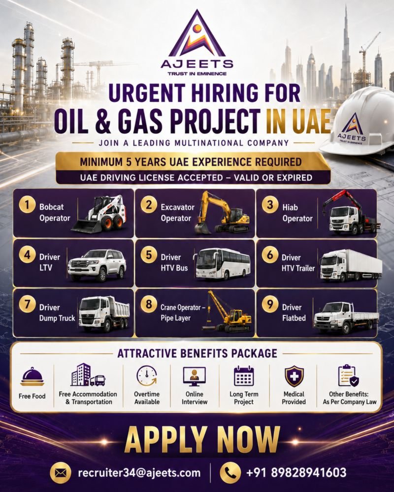 Urgent Hiring: UAE Oil & Gas Project Urgent Hiring: UAE Oil & Gas Project