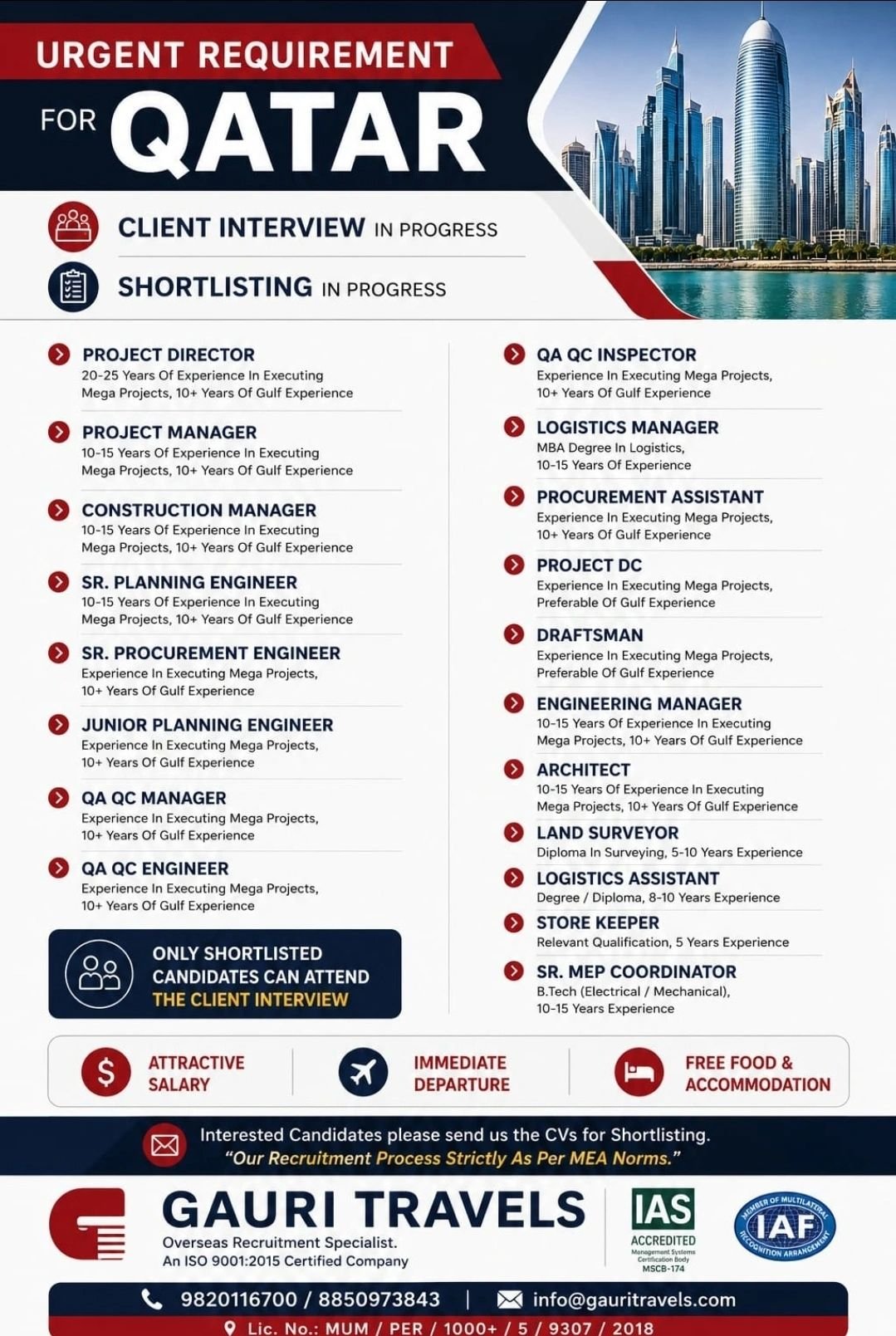 Qatar Mega Project Jobs 2026 – Urgent Requirement for Engineers, Managers & Technical Professionals