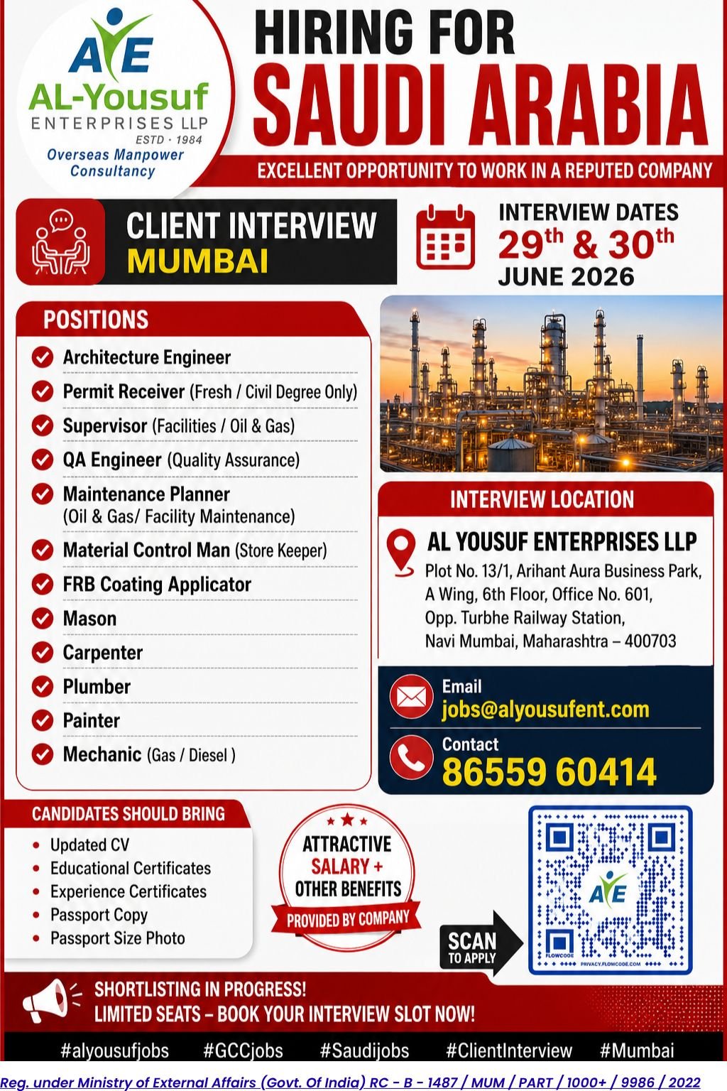 Saudi Arabia Jobs 2026 | Engineers, Supervisors, Technicians & Skilled Workers Required