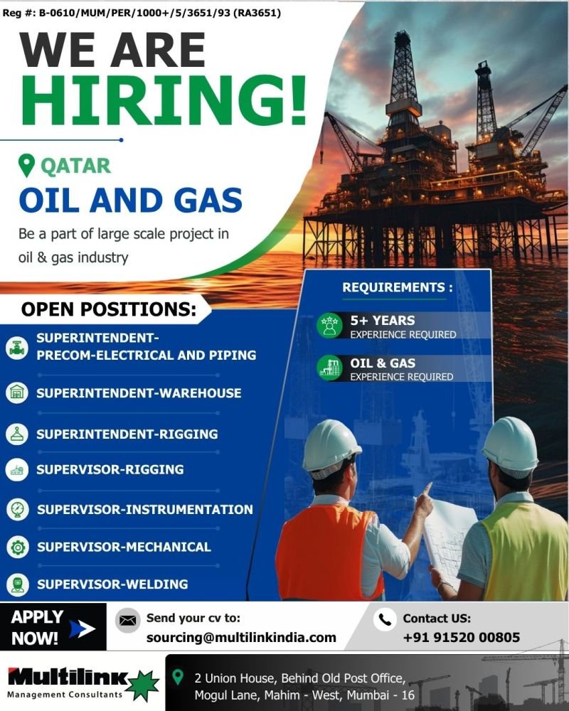 Qatar Oil & Gas Jobs 2026 – Supervisor & Superintendent Vacancies | Apply Online