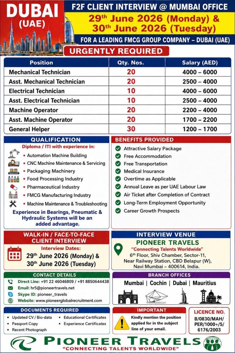 Dubai FMCG Company Jobs 2026 | Apply Now