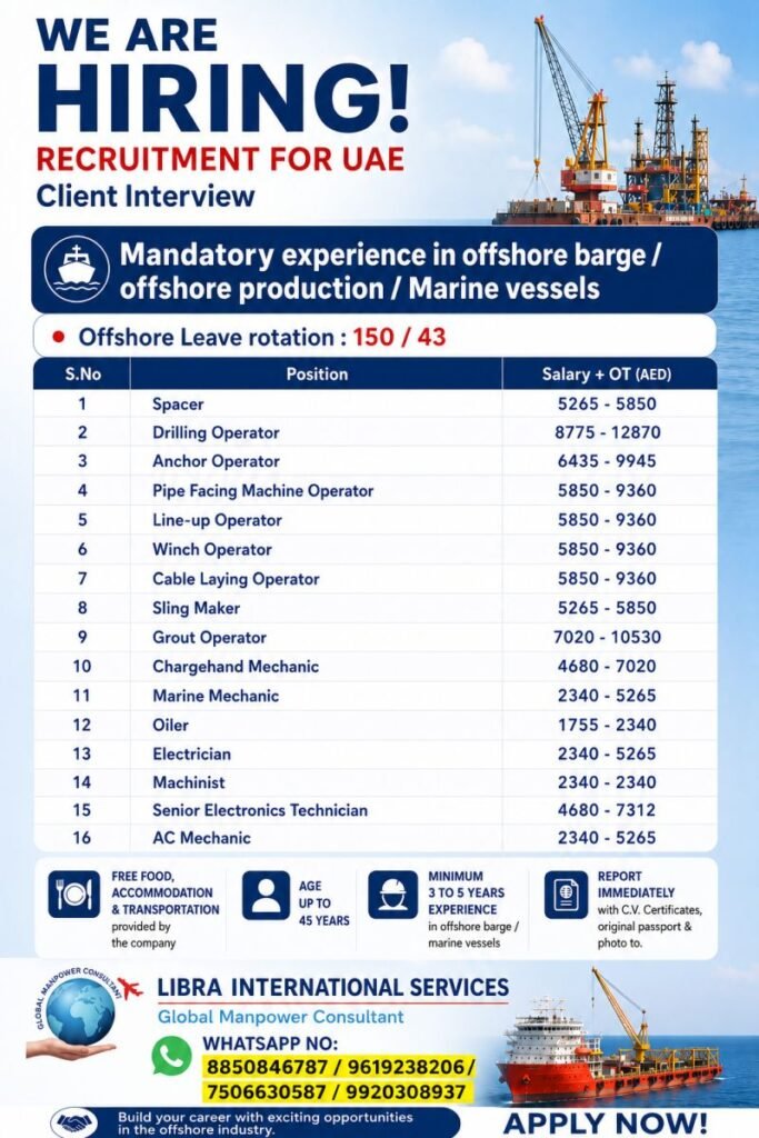 Hiring for UAE | Offshore Project