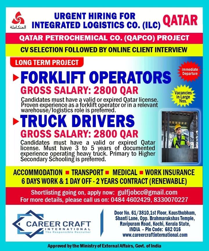 Qatar Jobs 2026 – QAPCO Project | Salary 2800 QAR 