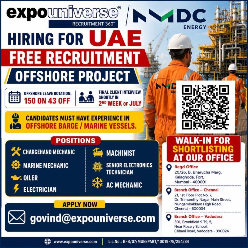 UAE Offshore Project Jobs 2026 – Free Recruitment for Marine & Mechanical Professionals