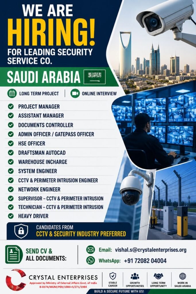 Hiring For Leading Security Services Co. – Saudi Arabia