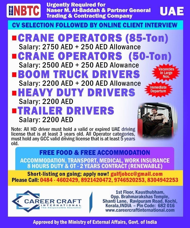 UAE Jobs 2026 – Hiring for Naser M. Al-Baddah & Partner General Trading & Contracting Company