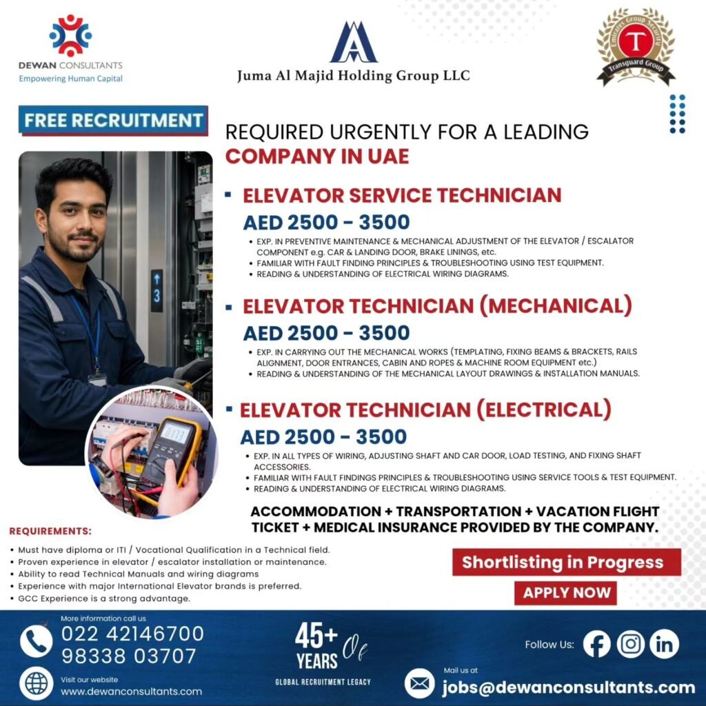 Free Recruitment For A Leading Company In UAE