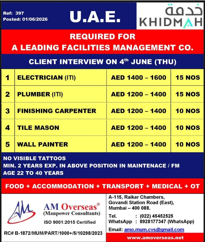 UAE Facilities Management Jobs 2026 | Hiring For KHIDMAH 
