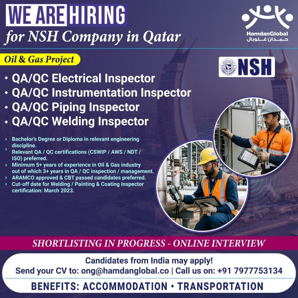 hiring for NSH Company in Qatar - Urgent Recruitment