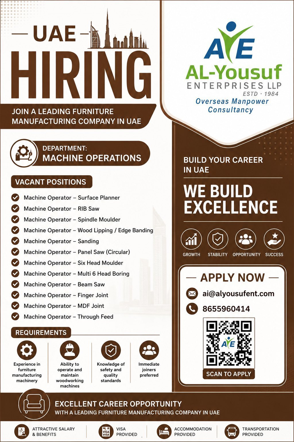UAE Furniture Manufacturing Company Jobs 2026 – Apply Now