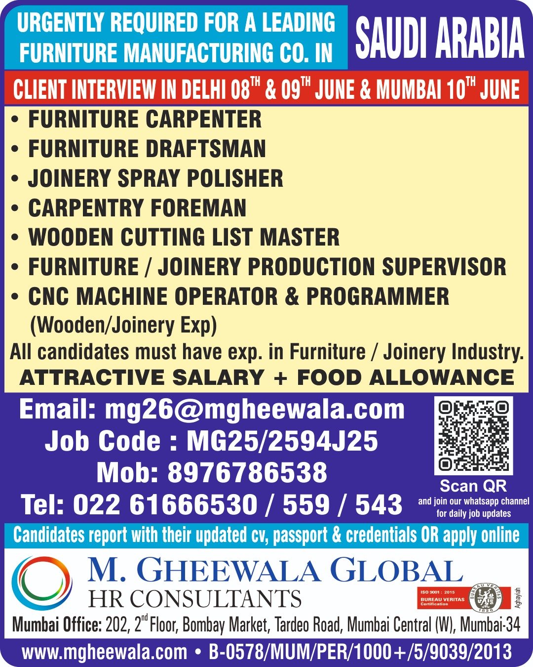 Saudi Arabia Furniture Manufacturing Jobs 2026 – Apply Now