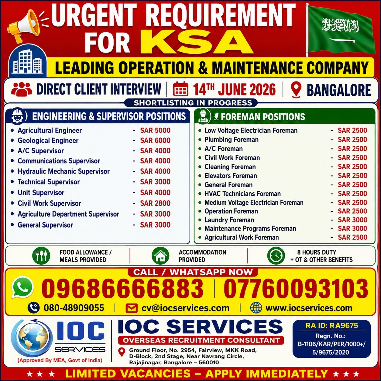 Saudi Arabia Operation & Maintenance Jobs 2026 – Direct Client Interview 