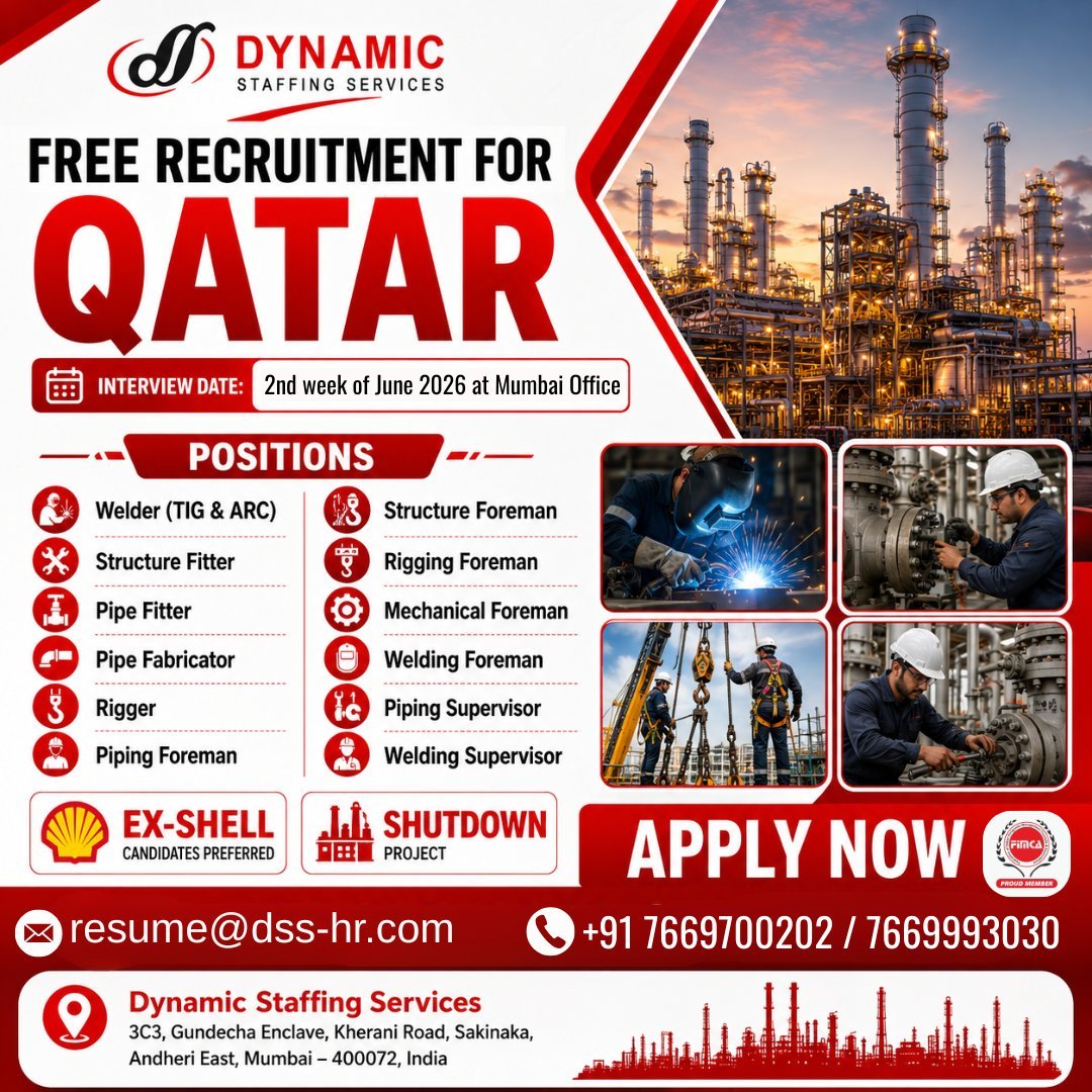 Free Recruitment For Qatar Reputed Company - Apply Now
