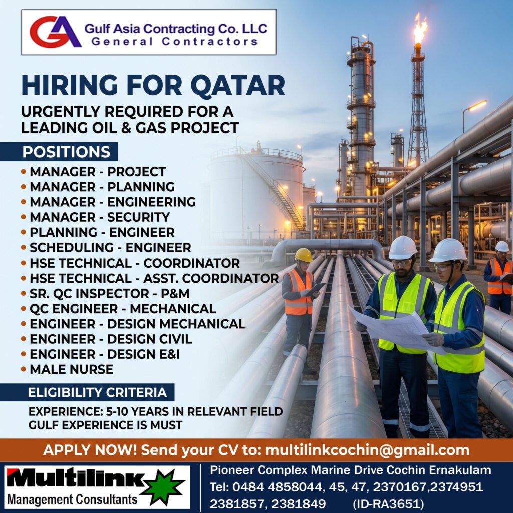 Urgent Requirement for Gulf Asia Contracting - GAC Qatar 