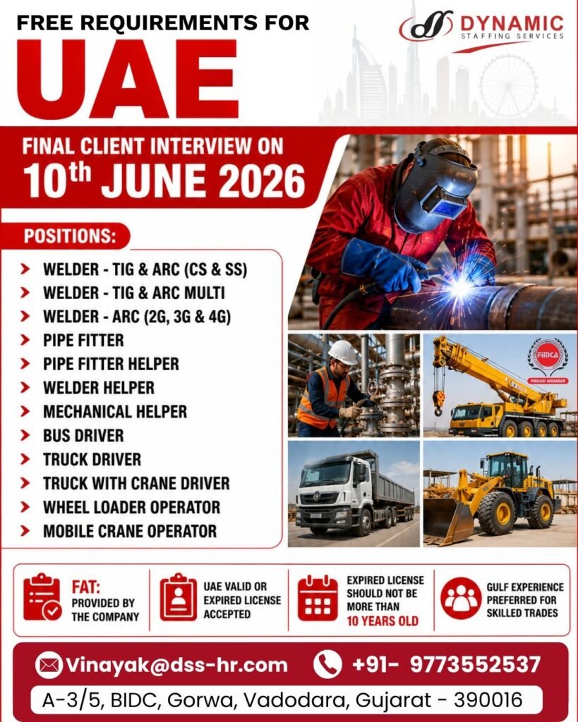Free Recruitment For UAE Prestigious Company