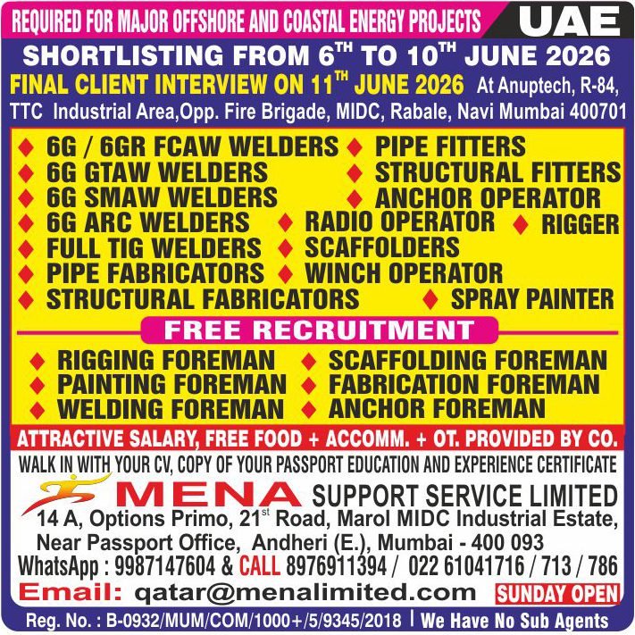 Massive Hiring Drive For UAE Offshore & Coastal Projects
