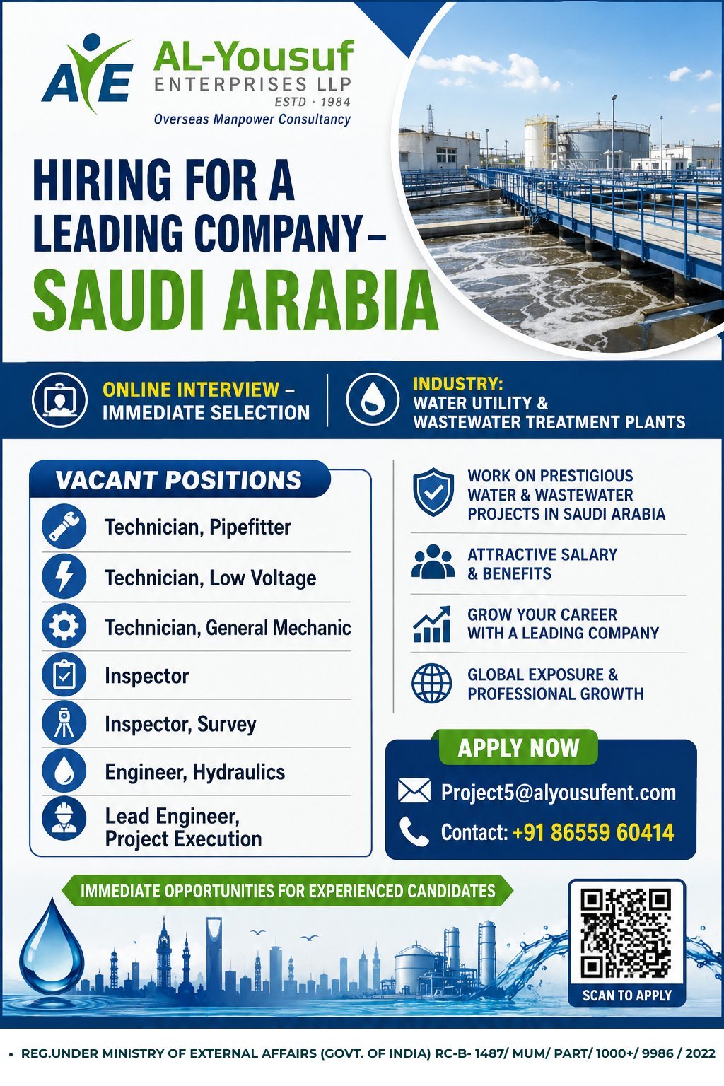 Saudi Arabia Water Utility & Wastewater Treatment Plant Jobs 2026 – Immediate Hiring