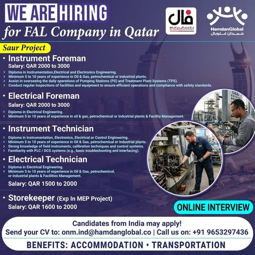 Hiring for FAL Company in Qatar