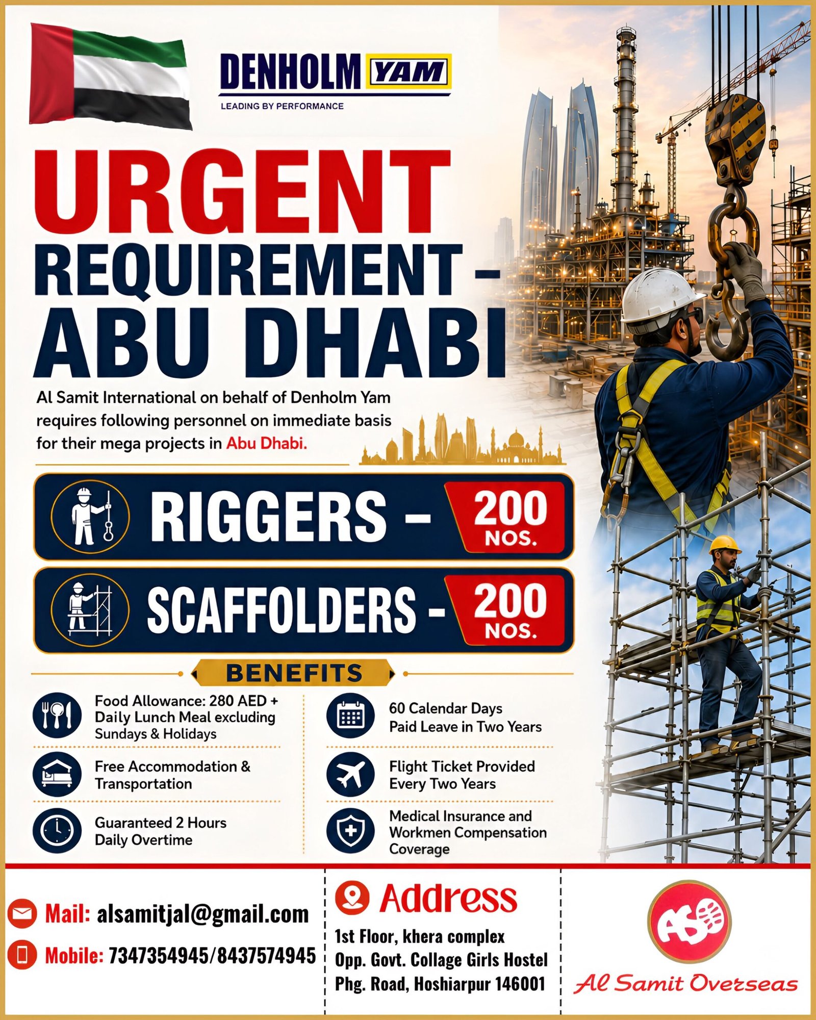 Abu Dhabi Rigger and Scaffolder Jobs 2026 | Denholm Yam UAE | Free Recruitment for Mega Projects