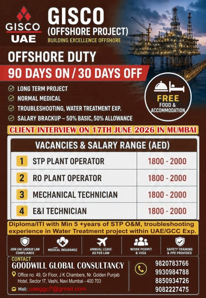UAE Offshore Jobs 2026 | GISCO Offshore Project Hiring UAE Offshore Jobs 2026 | GISCO Offshore Project Hiring