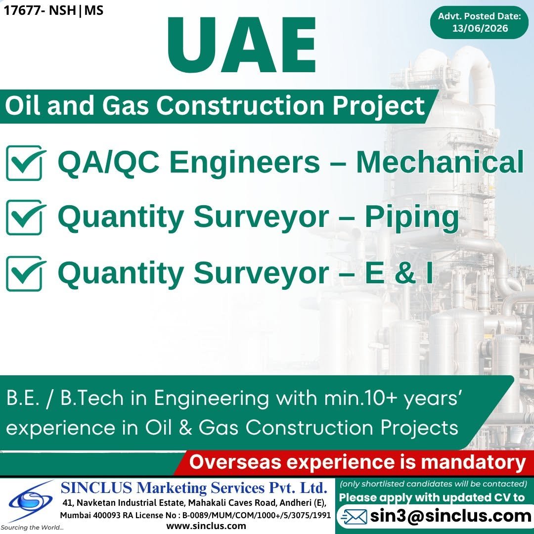 UAE Oil and Gas Construction Project Jobs 2026 – Apply Now