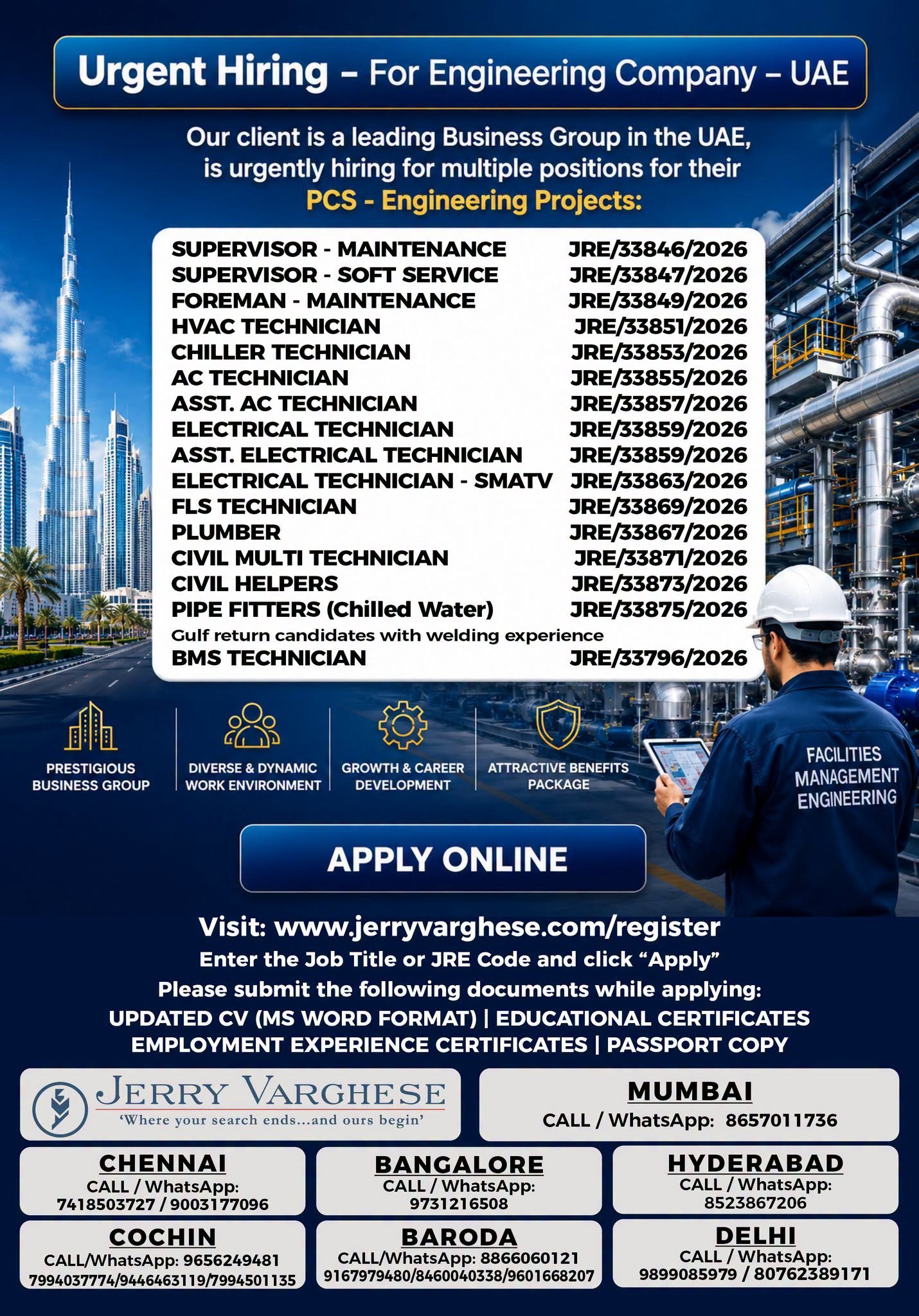 Urgent Hiring for Engineering Company - UAE