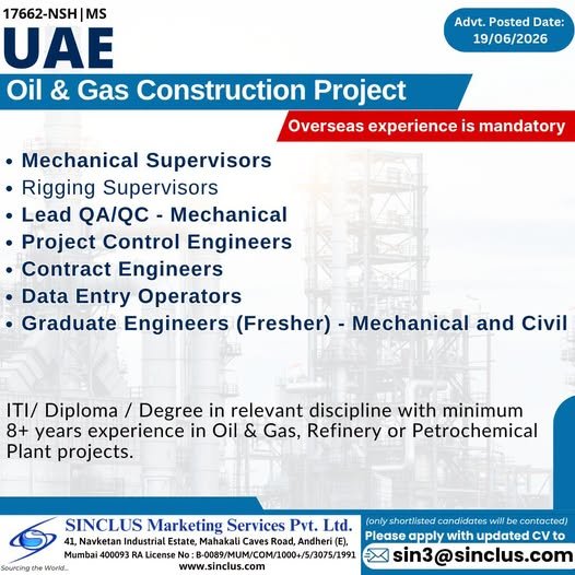 UAE Jobs | Oil & Gas Construction Project 
