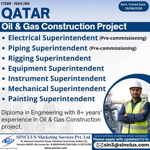 QATAR Jobs– Oil & Gas Construction Project Opportunities