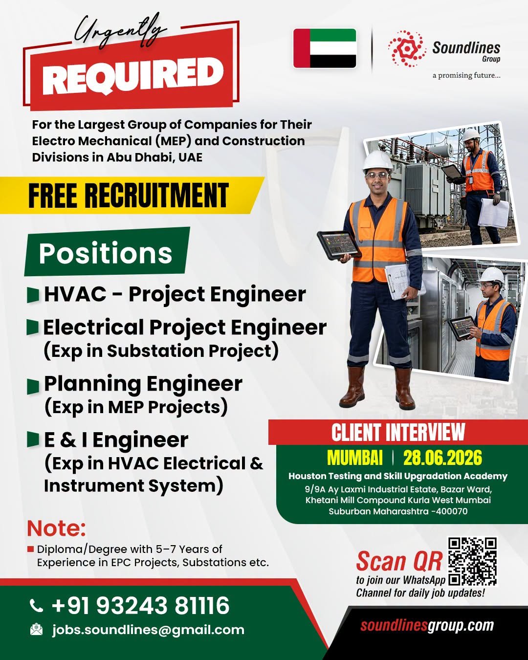 UAE : Hiring For the Largest Group of Companies for Their Electro Mechanical (MEP) and Construction Divisions 