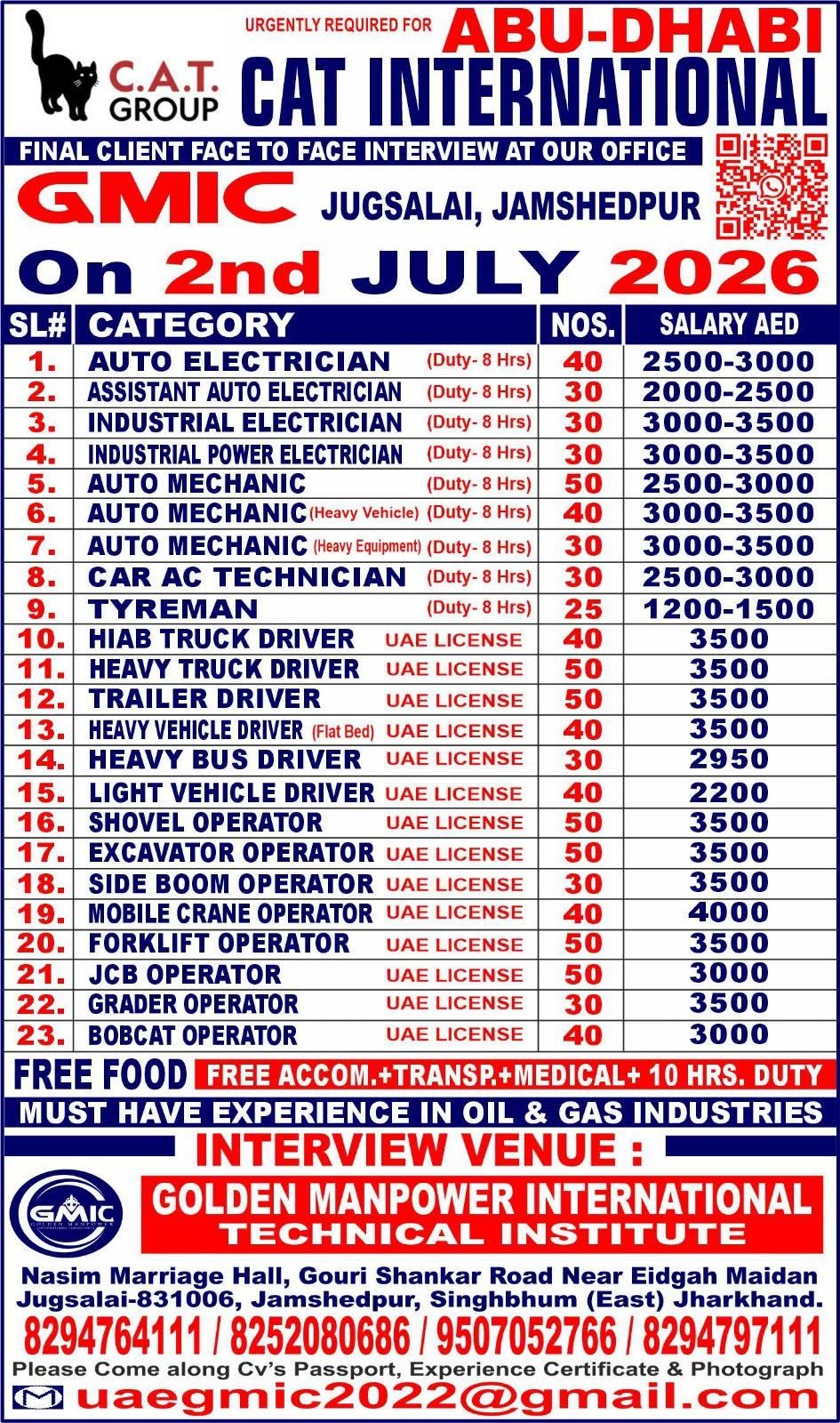 UAE Abu Dhabi CAT International Jobs 2026 – Apply Now