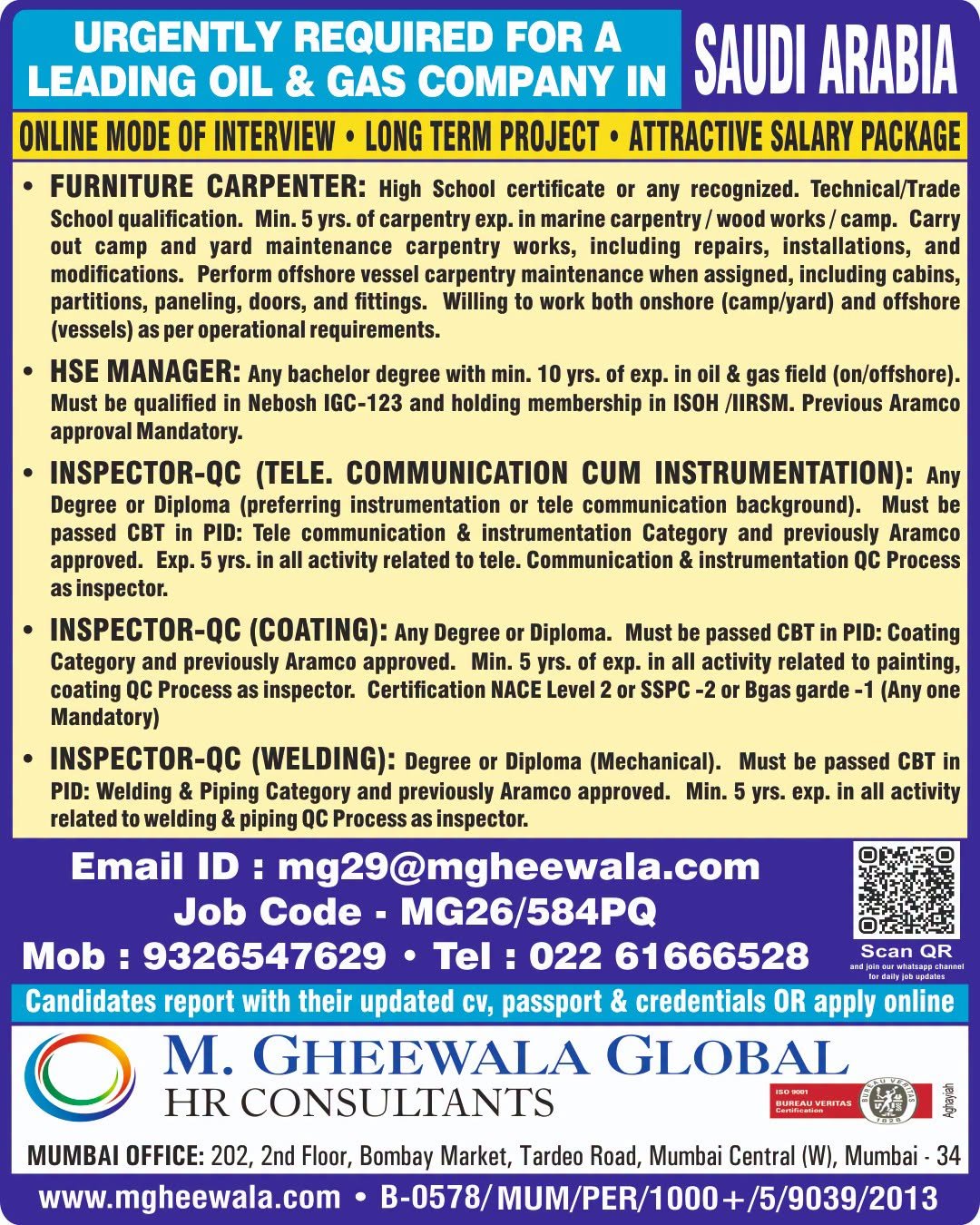 Saudi Arabia Oil & Gas Jobs 2026 – Online Interview | Long-Term Project