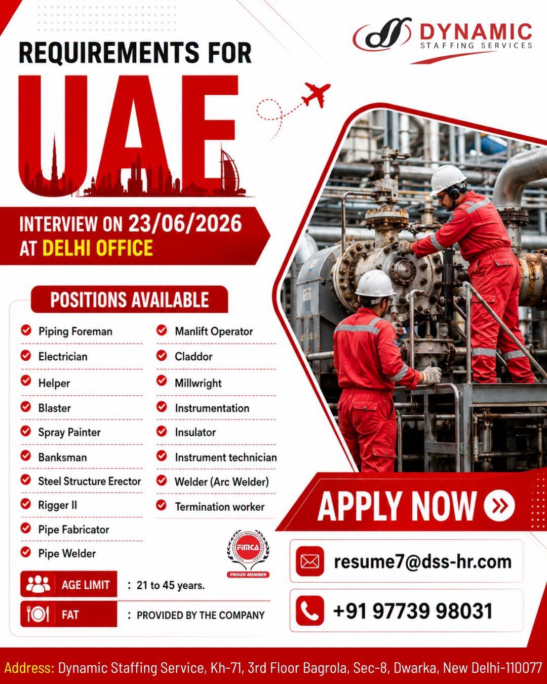 UAE Oil & Gas Jobs 2026 – Piping Foreman, Electrician, Welder, Instrument Technician and More