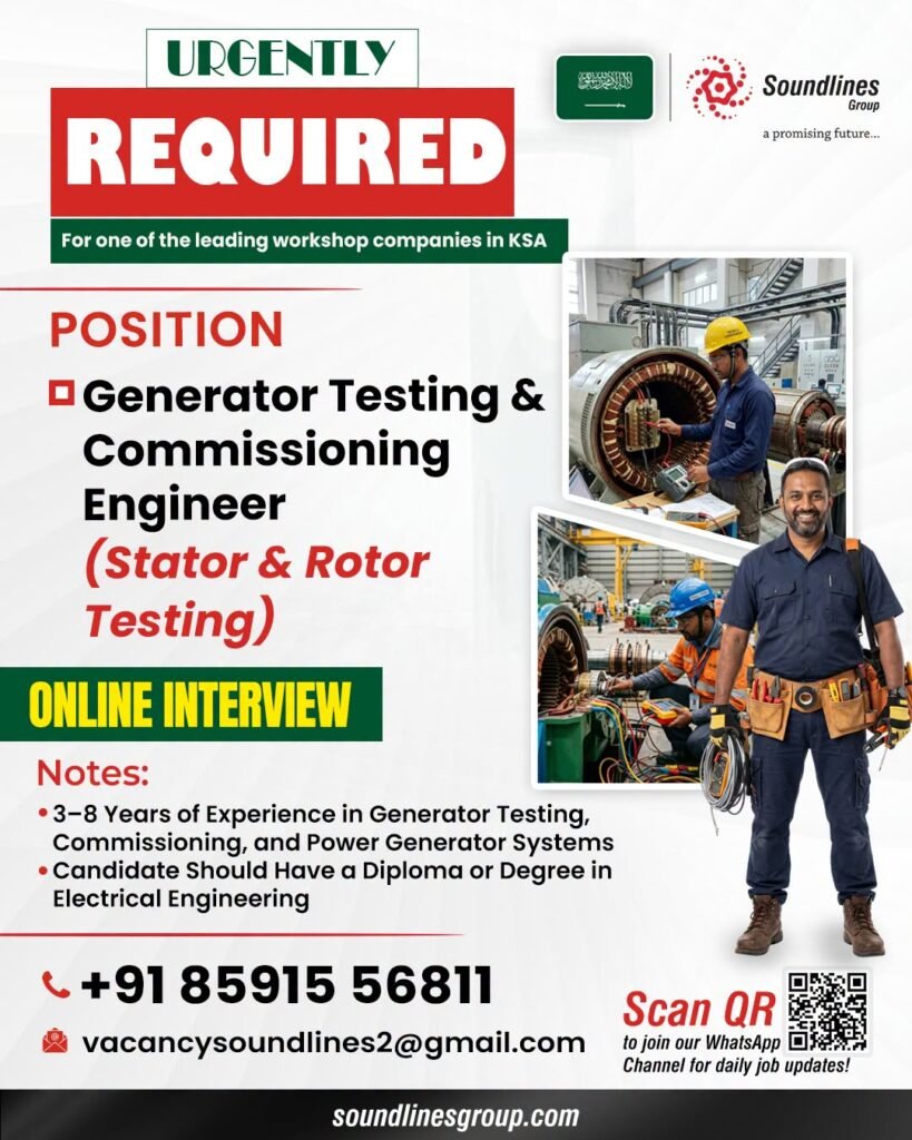 Saudi Arabia - Hiring For one of the leading workshop companies 