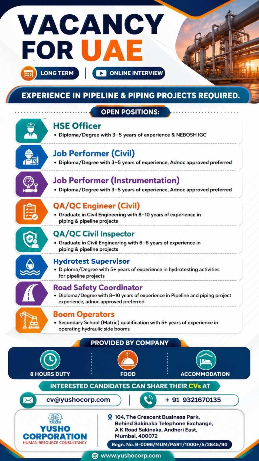Urgent Hiring for UAE – Pipeline & Piping Projects