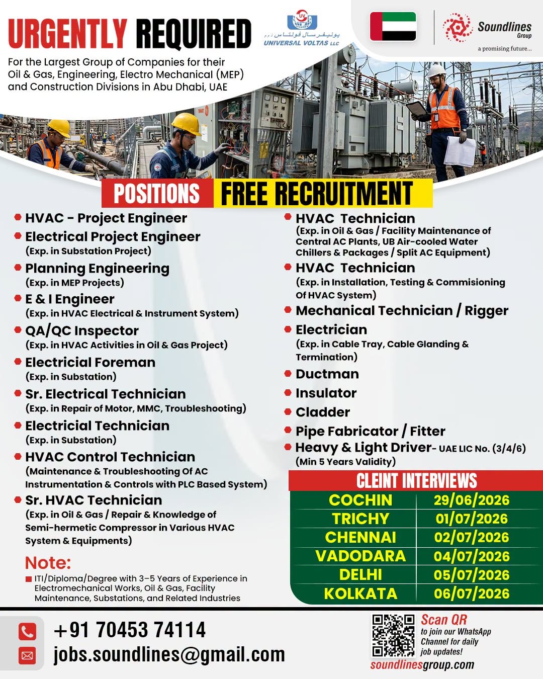 Abu Dhabi UAE Jobs 2026 – Free Recruitment for Oil & Gas, MEP and Construction Projects