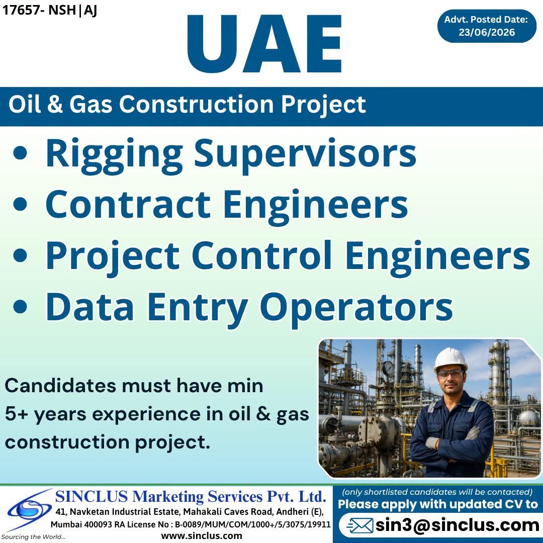 UAE Oil & Gas Construction Jobs 2026 – Hiring for Engineers and Supervisors