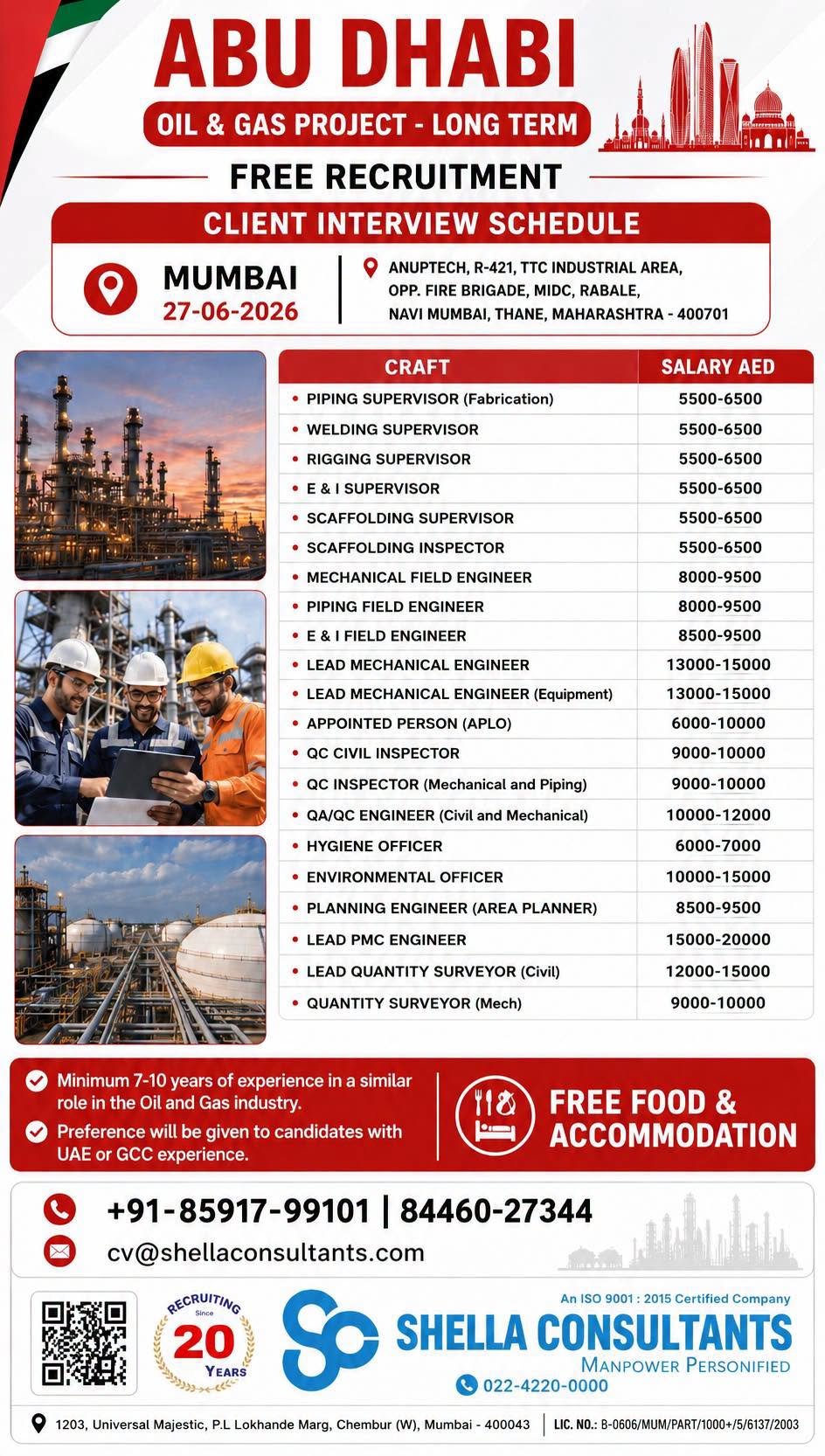 UAE Abu Dhabi Oil & Gas Project Jobs 2026 – Free Recruitment 