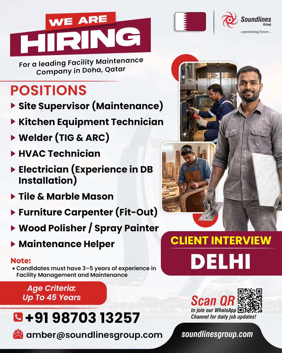 Hiring For a leading Facility Maintenance Company in Doha Qatar