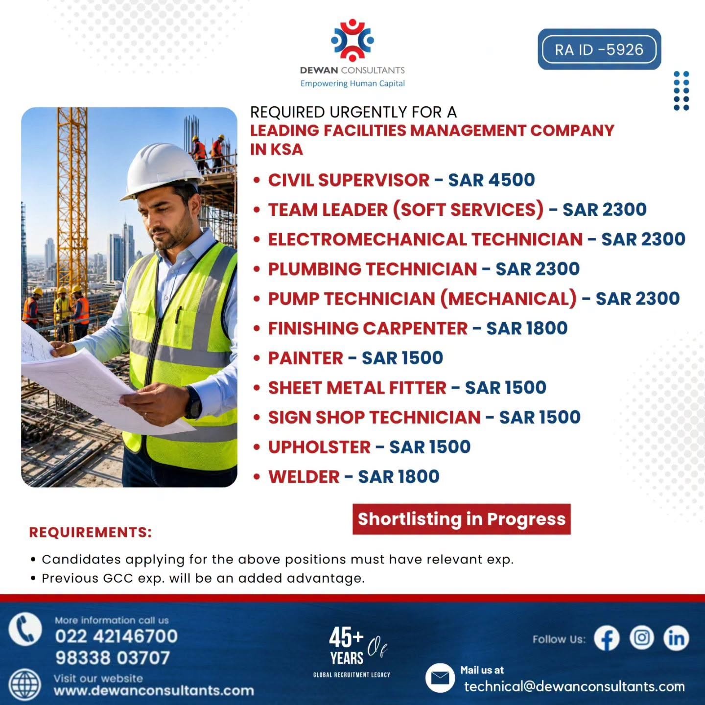 Saudi Arabia Facilities Management Jobs 2026 – Free Recruitment